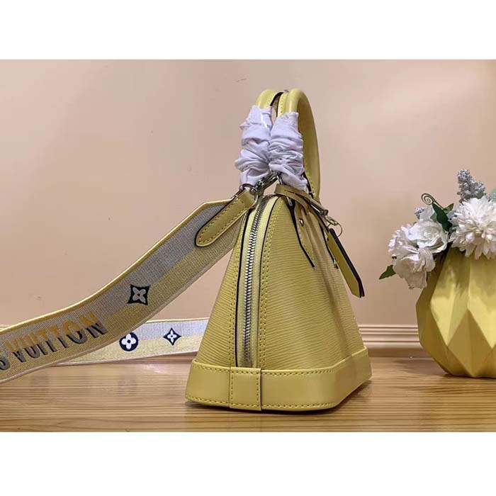 Louis Vuitton LV Women Alma BB Handbag Jaune Plume Yellow Epi Grained Cowhide Leather