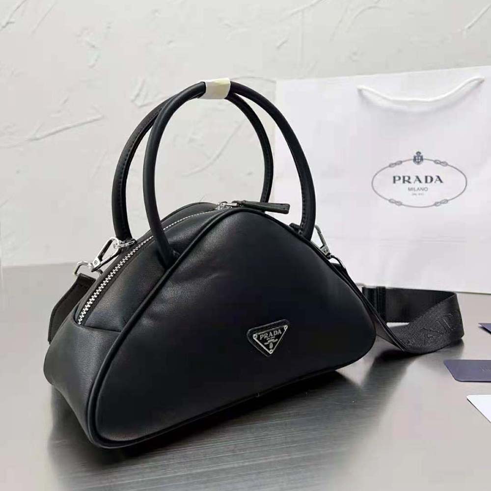 Prada Women Leather Prada Triangle Bag-Black