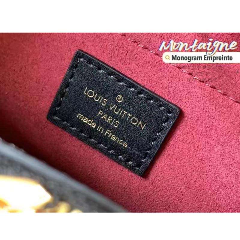 Louis Vuitton Women Montaigne BB Handbag Black Beige Embossed Grained Cowhide Leather