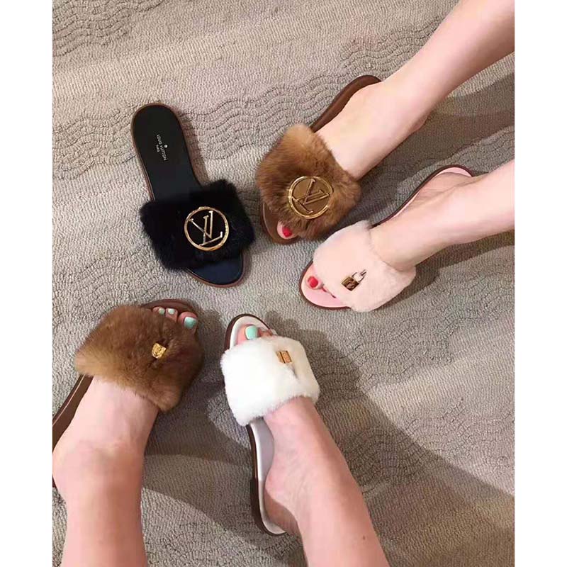 Louis Vuitton LV Women Lock It Mule in Mink and Leather-Brown