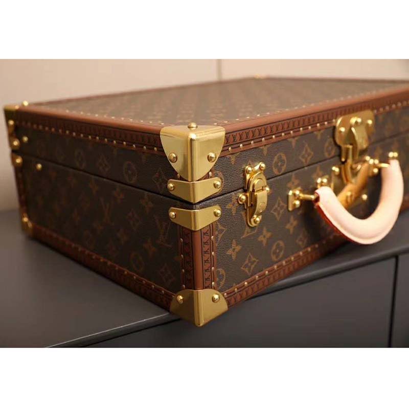 Louis Vuitton LV Unisex President Suitcase in Monogram Canvas-Brown