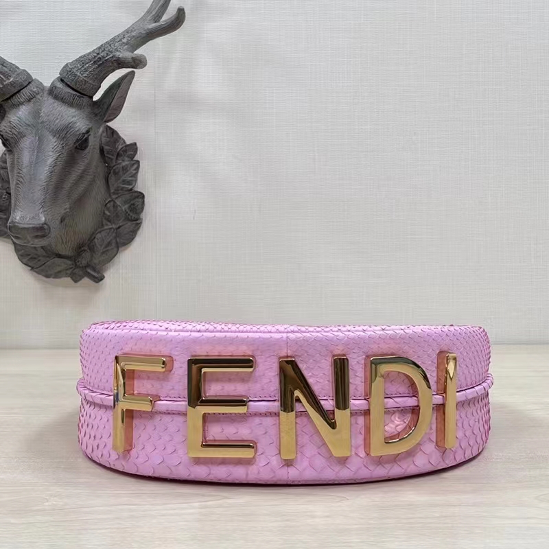 Fendi Women FF Fendigraphy Small Pale Pink Python Leather Bag