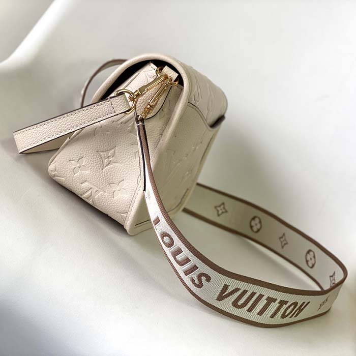 Louis Vuitton LV Women Diane Crème Beige Embossed Supple Grained Cowhide Leather