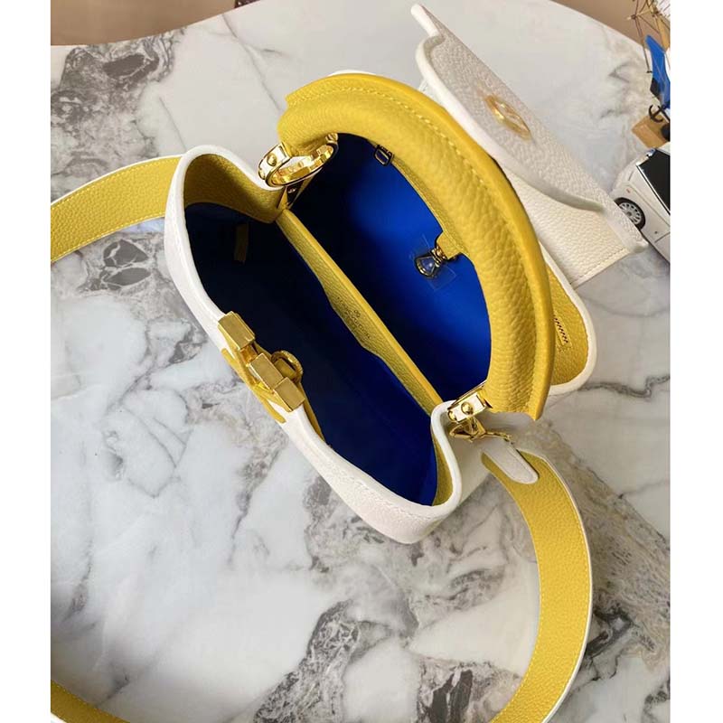 Louis Vuitton LV Women Capucines BB Handbag White Taurillon Leather