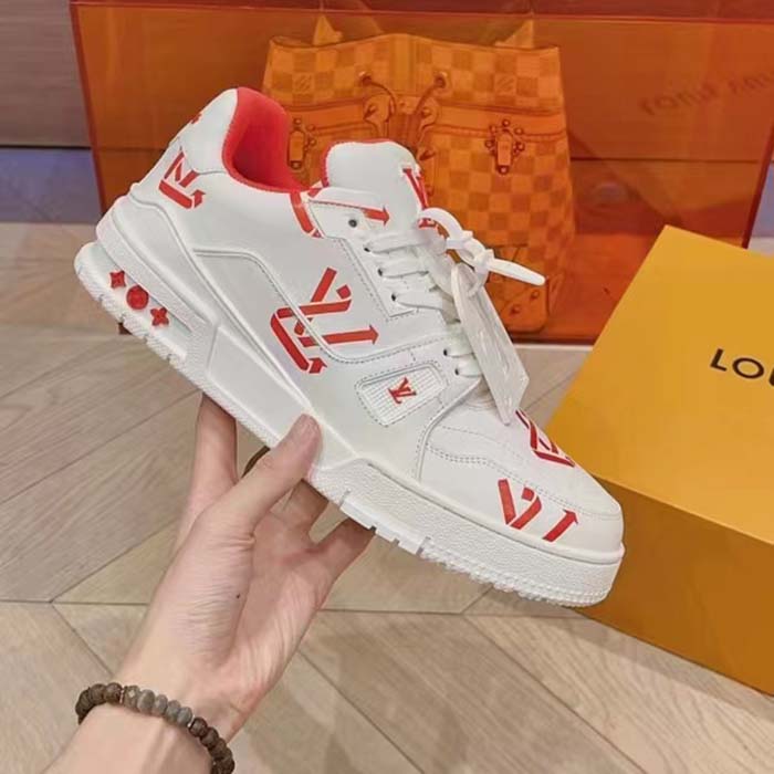 Louis Vuitton Unisex LV Trainer Sneaker Red Mix Sustainable Materials Recycled Polyester