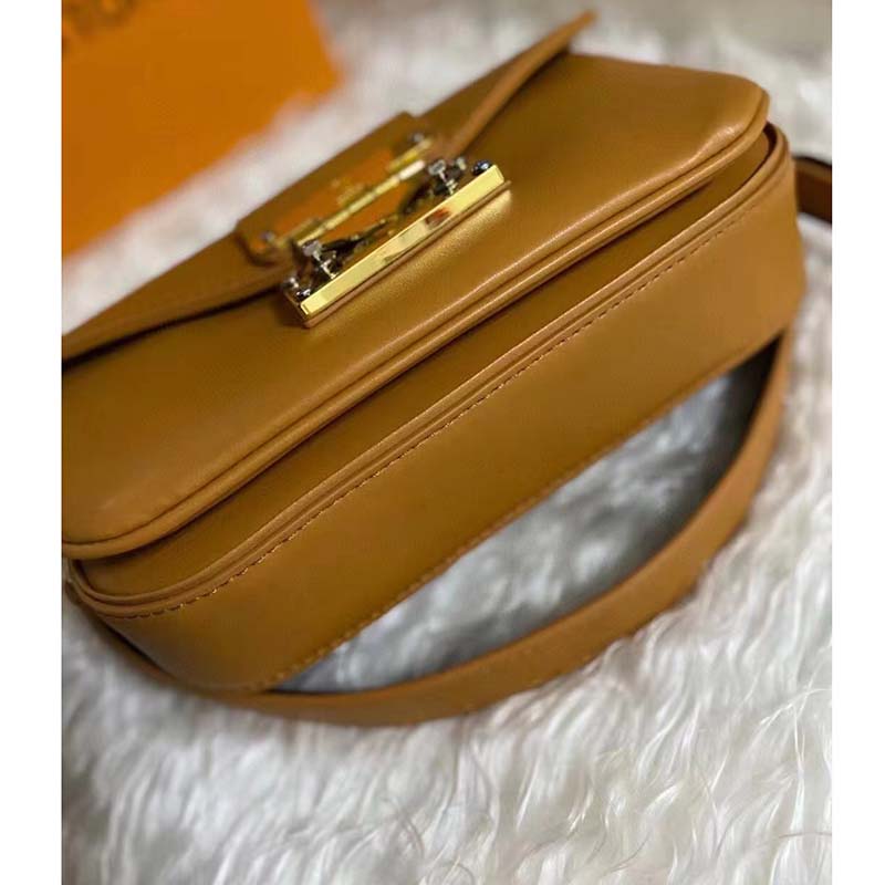 Louis Vuitton LV Women Swing Brown Calfskin Leather Monogram Canvas S Lock