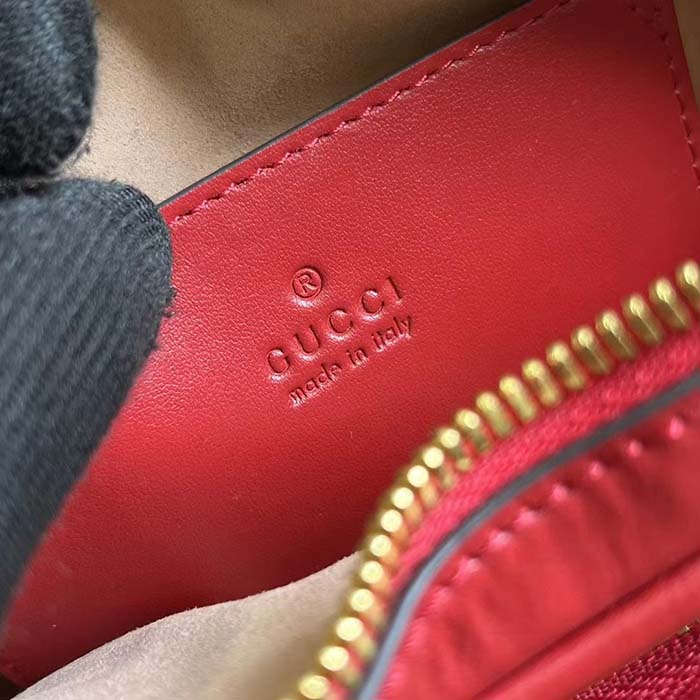 Gucci Women GG Interlocking G Mini Heart Shoulder Bag Red Diagonal Matelassé Leather