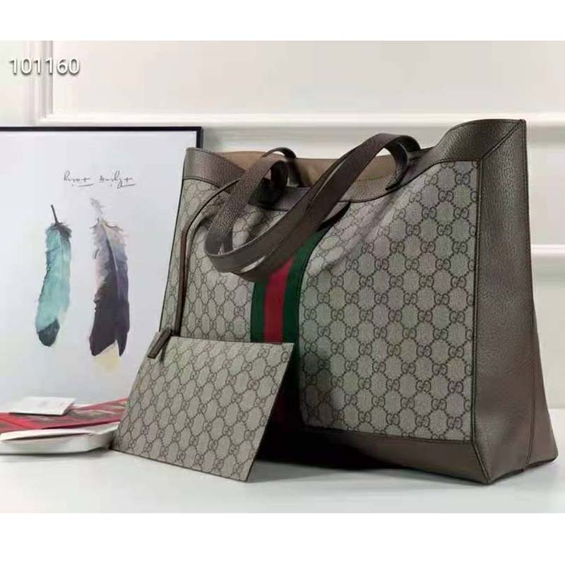 Gucci Unisex Ophidia Soft GG Supreme Medium Tote Beige/Ebony Supreme Canvas