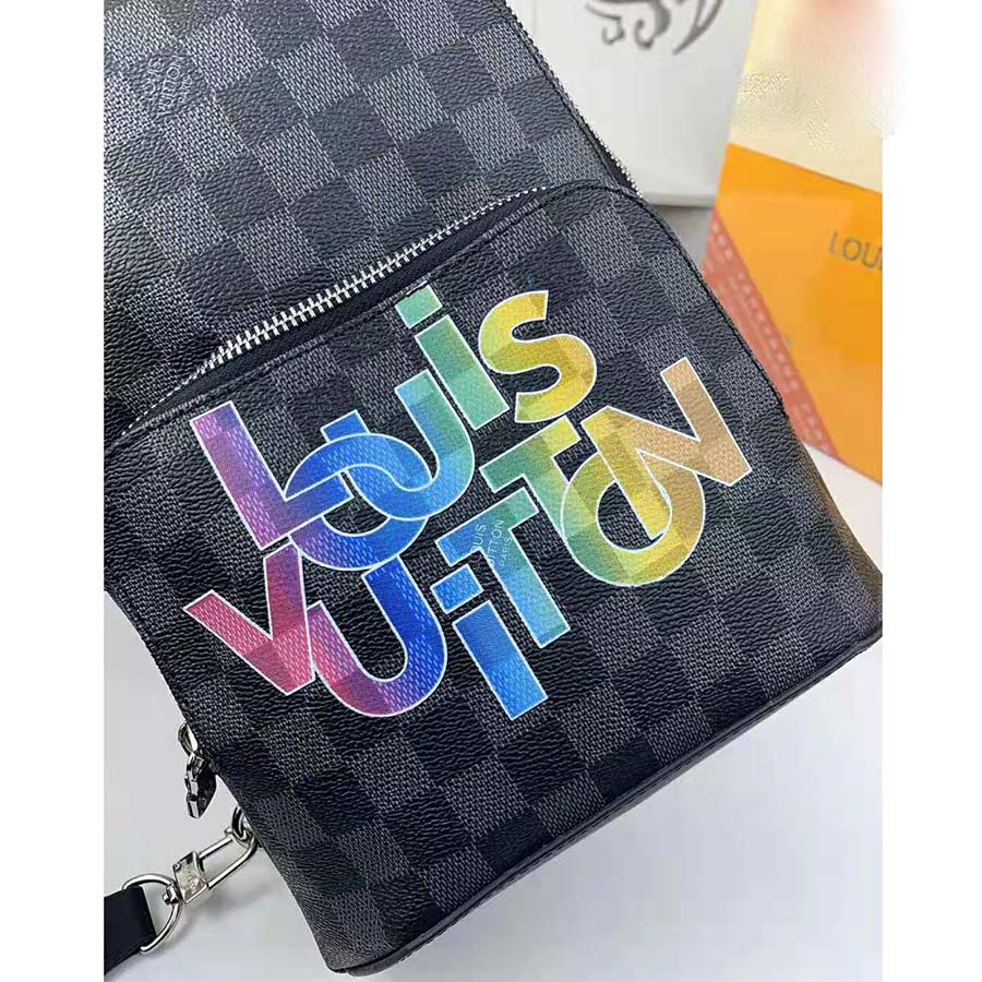 Louis Vuitton LV Men Avenue Sling Bag in Damier Graphite Canvas-Grey