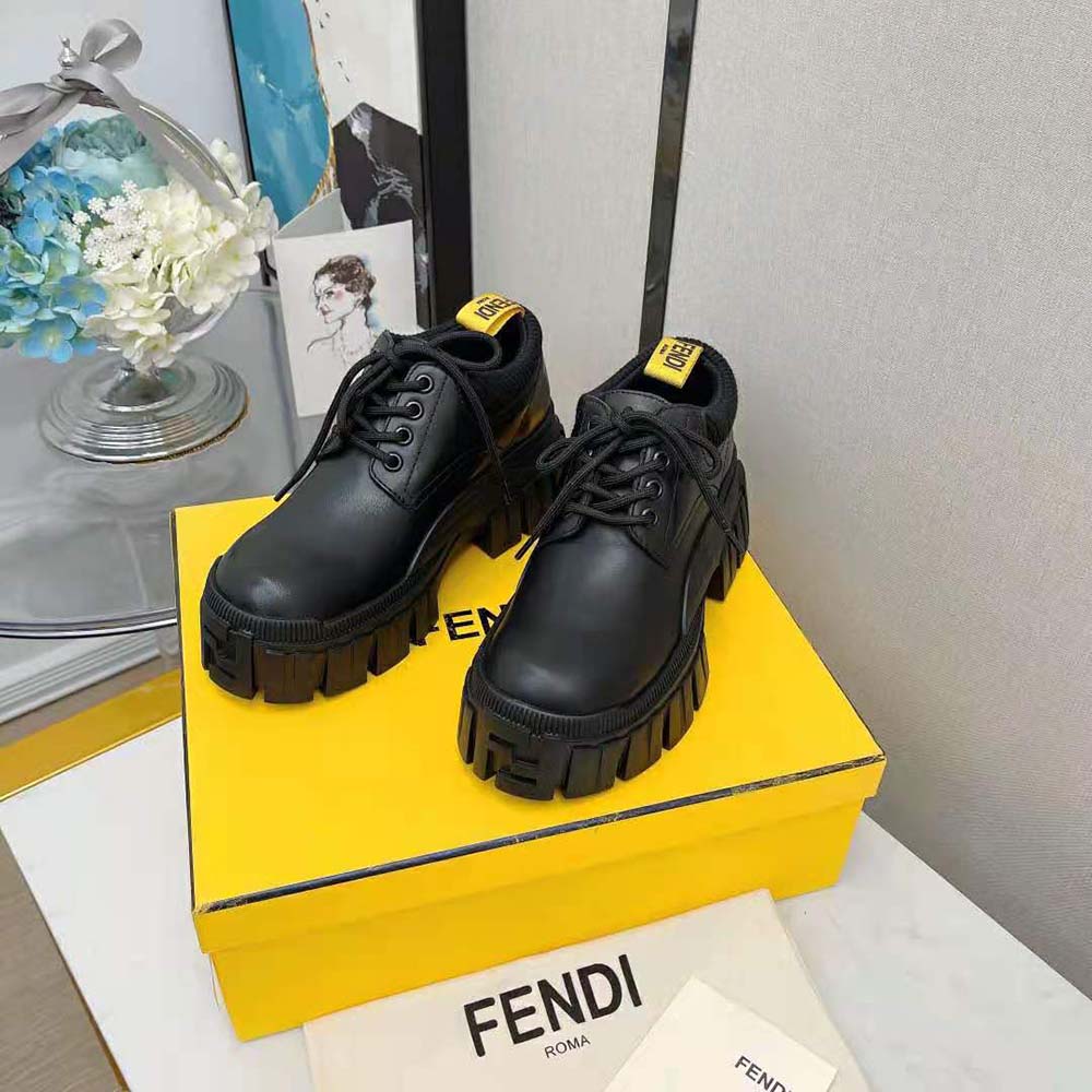 Fendi Women Force Black Leather Lace-ups