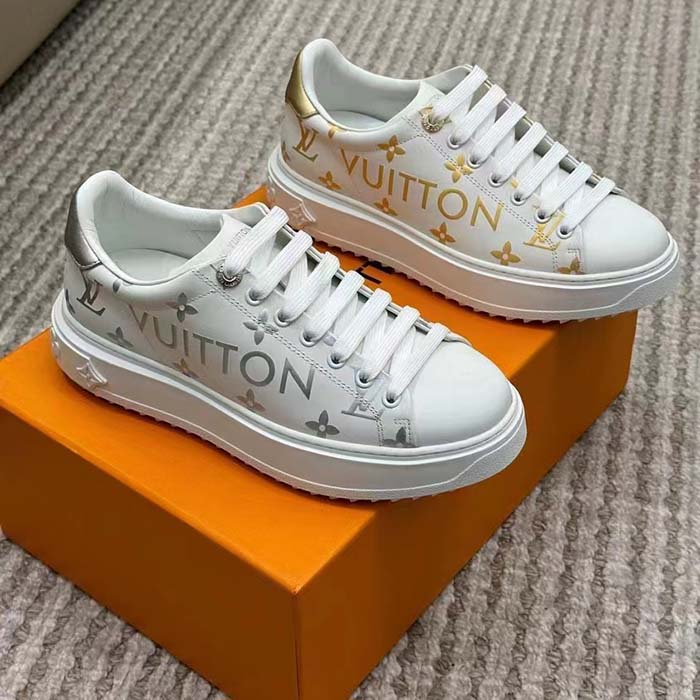 Louis Vuitton LV Unisex Time Out Sneaker Gold Monogram Debossed Calf Leather