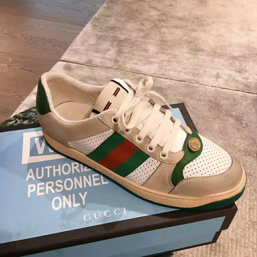 Gucci Men Screener Leather Sneaker 3.6cm Height-Green