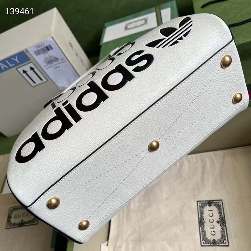 Gucci Unisex Adidas x Gucci Mini Duffle Bag Off-White Leather Interlocking G