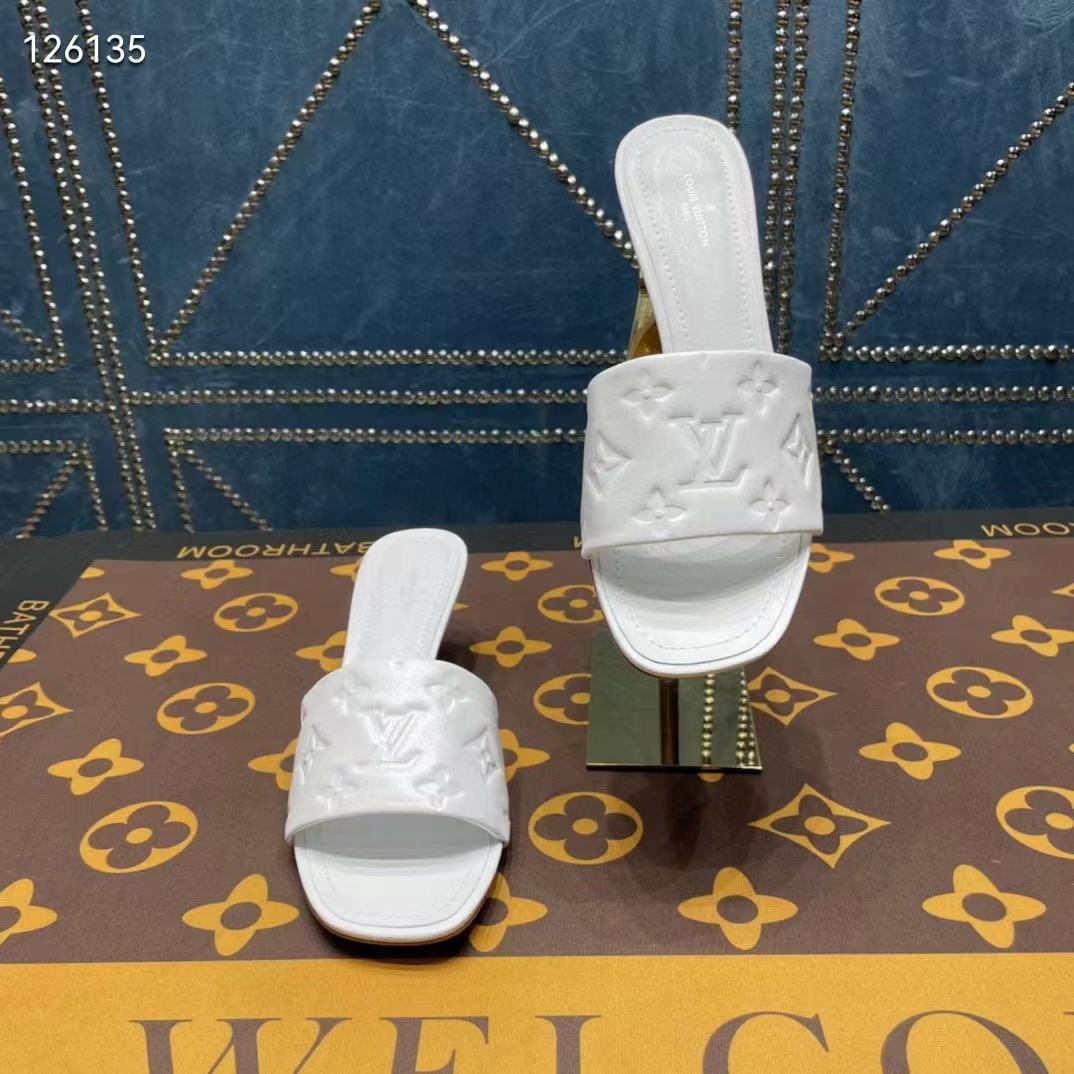 Louis Vuitton LV Women Revival Mule White Monogram Embossed Lambskin 5.5 cm Heel