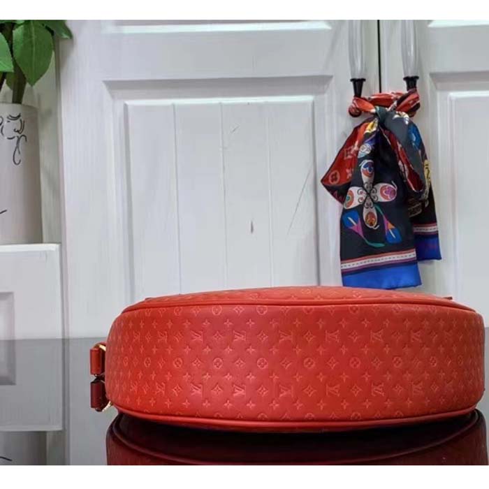 Louis Vuitton LV Women Loop Half-Moon Baguette Bag Red Calfskin Monogram Flowers