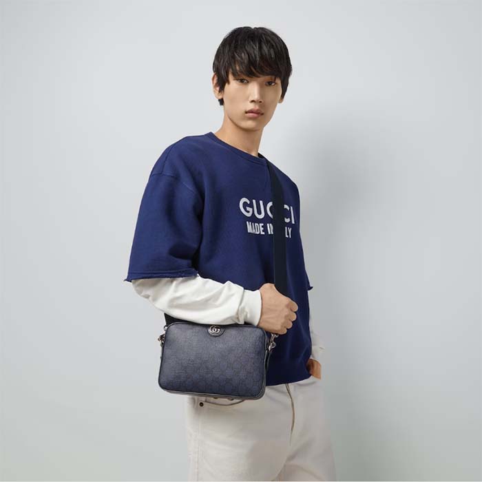 Gucci Unisex Ophidia GG Shoulder Bag Blue Black GG Supreme Canvas Double G