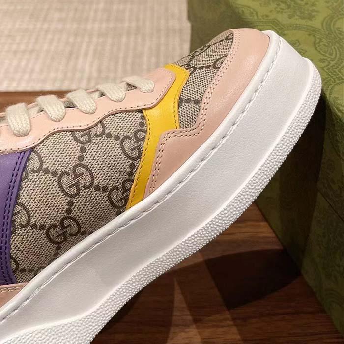 Gucci Unisex GG Sneaker Beige Ebony GG Supreme Canvas Mid 5.6 CM Heel