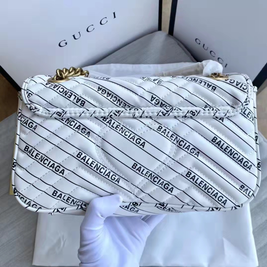 Gucci Women The Hacker Project Small GG Marmont Bag Balenciaga White Leather