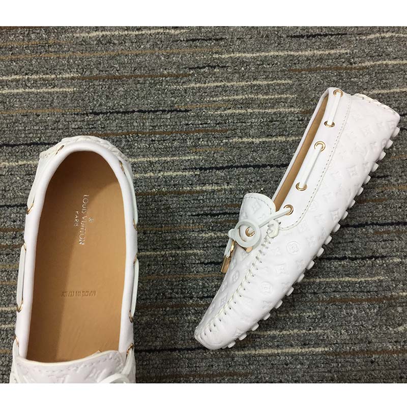 Louis Vuitton Unisex LV Arizona Moccasin White Monogram Canvas Tubular Construction