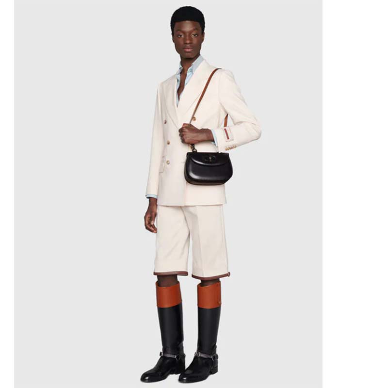 Gucci Women GG Bamboo 1947 Small Top Handle Bag Black Leather Bamboo Hardware