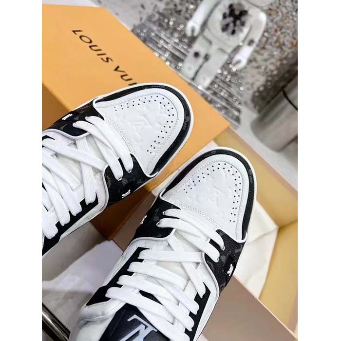 Louis Vuitton Unisex LV Trainer Sneaker Black Mini Monogram Embossed Calf Leather