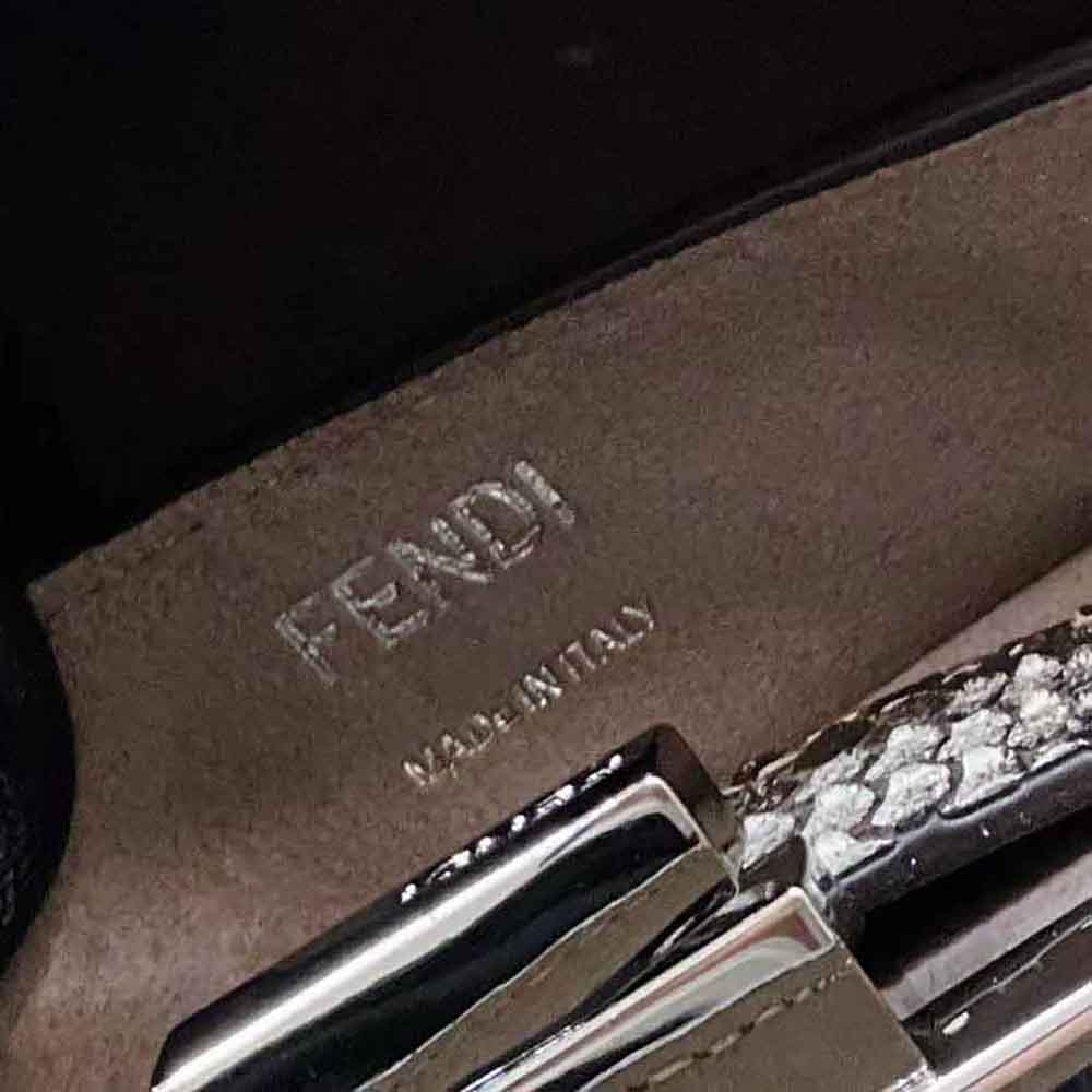 Fendi Women Peekaboo Iseeu Small Gray Full Grain Leather and Elaphe Bag