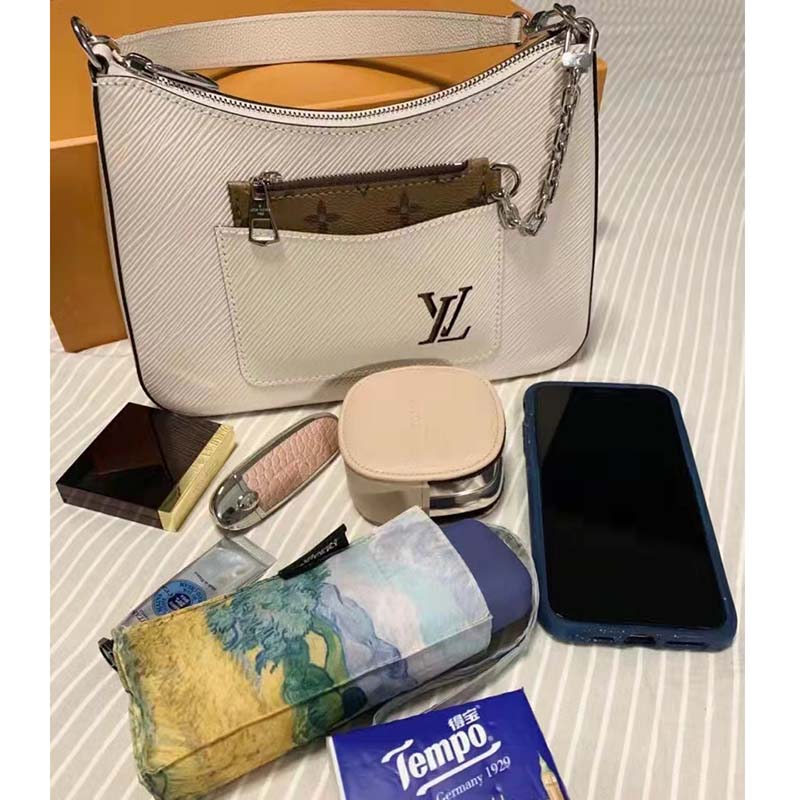 Louis Vuitton LV Women Marelle Handbag Quartz White Epi Grained Cowhide Canvas