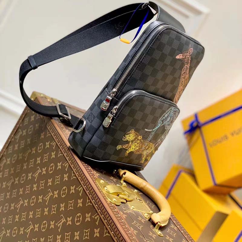Louis Vuitton LV Unisex Avenue Sling Bag Damier Graphite Coated Canvas