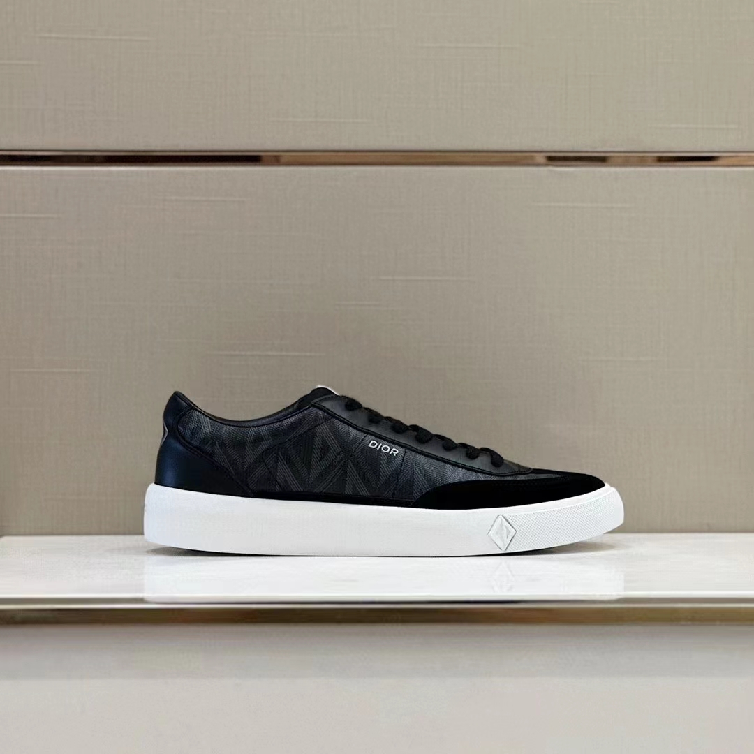 Dior Unisex Shoes B101 Sneaker Black CD Diamond Canvas Smooth Calfskin Nubuck