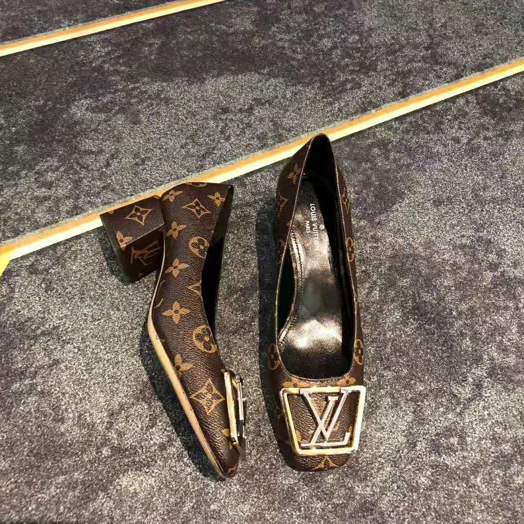 Louis Vuitton LV Women Madeleine Pump in Patent Monogram Canvas 7.5 cm Heel-Brown