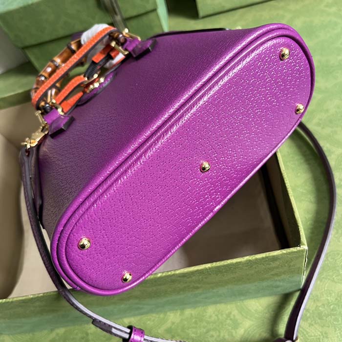 Gucci GG Women Gucci Diana Mini Tote Bag Purple Leather Double G