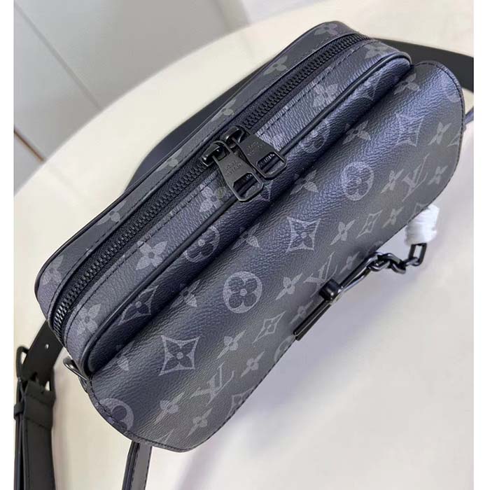 Louis Vuitton LV Unisex Steamer Messenger Monogram Eclipse Coated Canvas Cowhide Leather