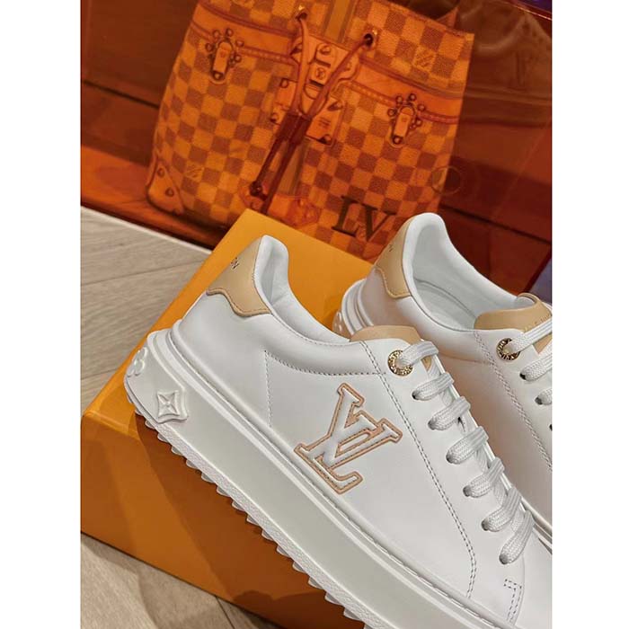 Louis Vuitton Unisex LV Time Out Sneaker Natural Calf Leather Rubber Outsole