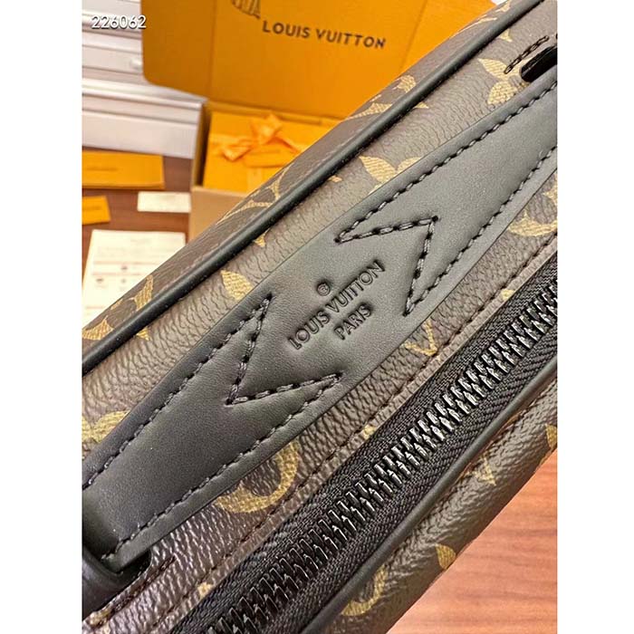 Louis Vuitton LV Unisex S Lock Messenger Black Monogram Macassar Coated Canvas Epi Leather