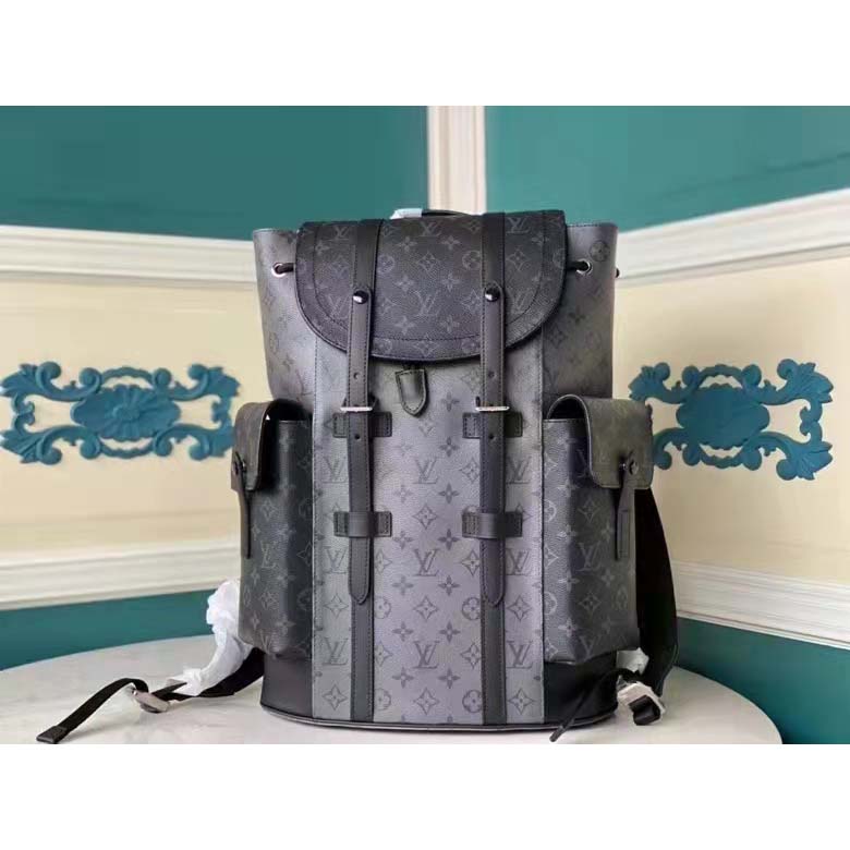 Louis Vuitton LV Unisex Christopher PM Backpack Grey Monogram Eclipse Coated Canvas