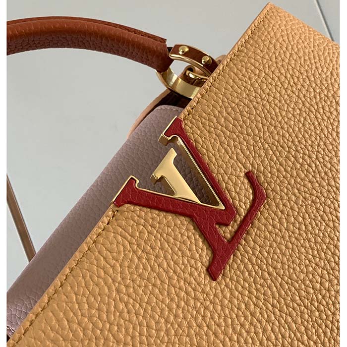 Louis Vuitton LV Women Capucines MM Handbag Beige Brown Taurillon Leather