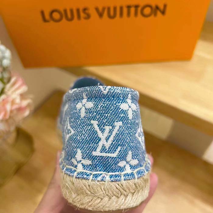 Louis Vuitton LV Women Starboard Flat Espadrille Blue Monogram Denim Rope Rubber