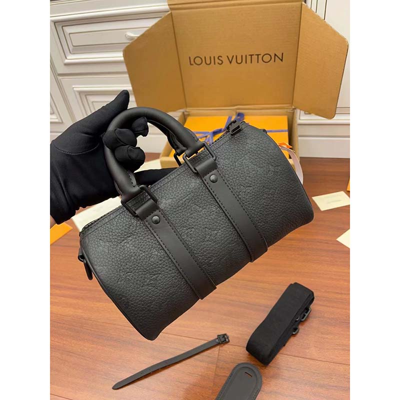 Louis Vuitton LV Unisex Keepall Bandoulière 25 Black Taurillon Monogram Cowhide Leather
