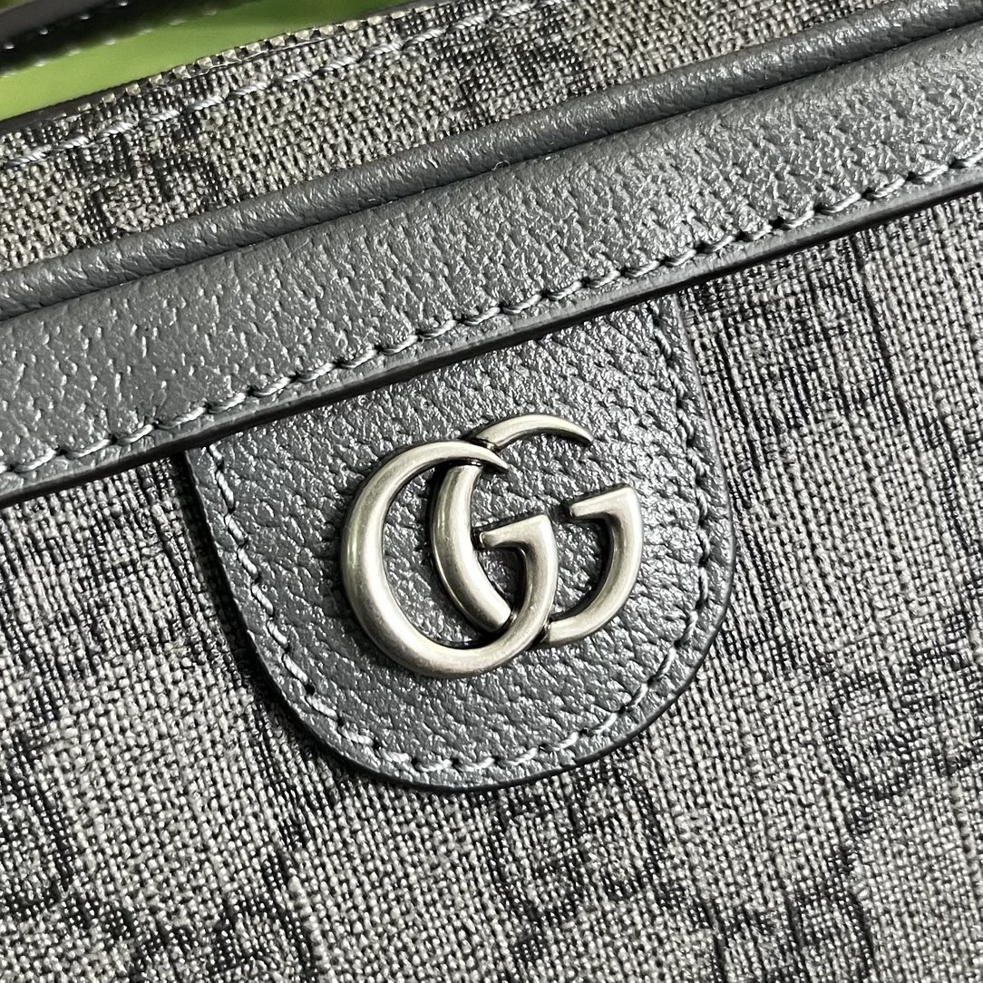 Gucci Unisex Ophidia Small Shoulder Bag Grey Black GG Supreme Canvas
