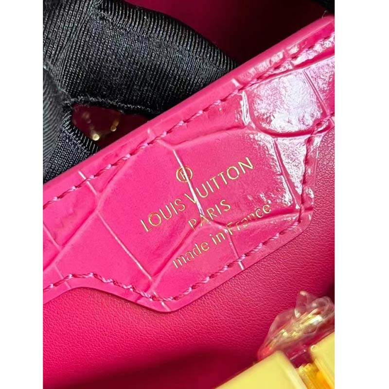 Louis Vuitton LV Women Capucines BB Handbag Pink Crocodilian Leather