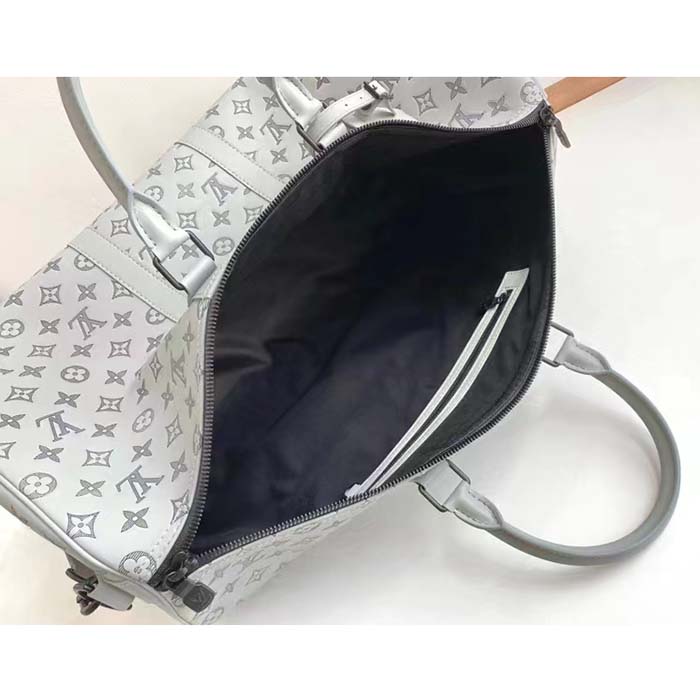 Louis Vuitton LV Unisex Keepall Bandoulière 50 Bag Anthracite Gray Monogram Shadow Calf Leather