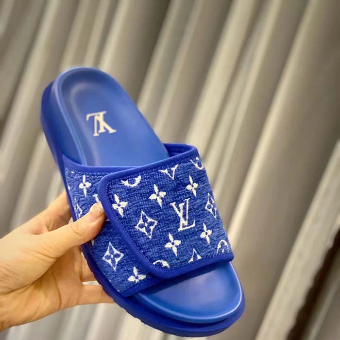 Louis Vuitton LV Unisex Miami Mule Blue Mini Monogram Textile Anatomic Micro