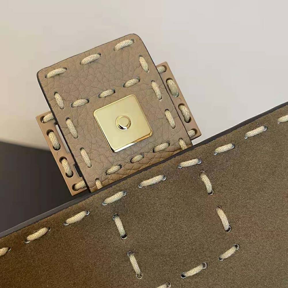 Fendi Women Baguette Beige Sheepskin Bag