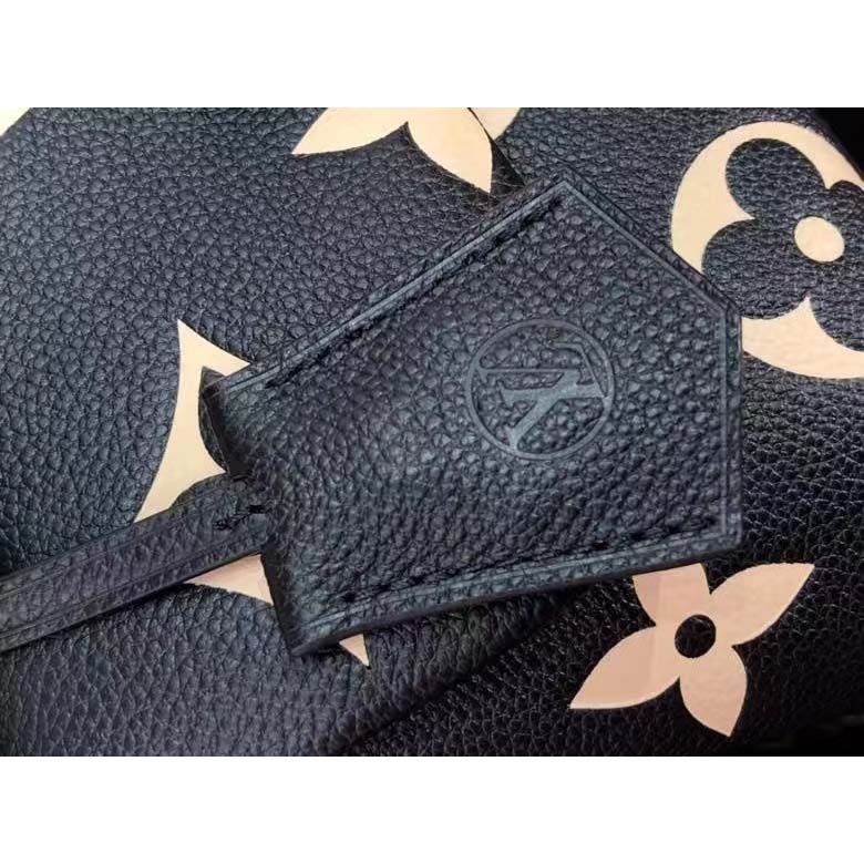 Louis Vuitton LV Women Madeleine BB Handbag Black Beige Embossed Grained Cowhide Leather