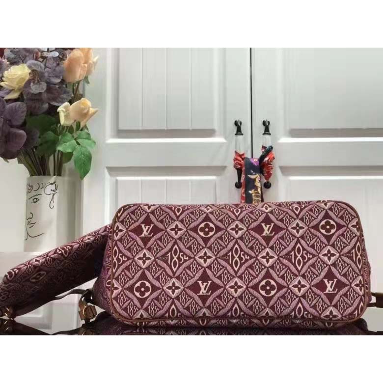 Louis Vuitton LV Women Since 1854 Neverfull MM Tote Red Monogram Flowers Canvas