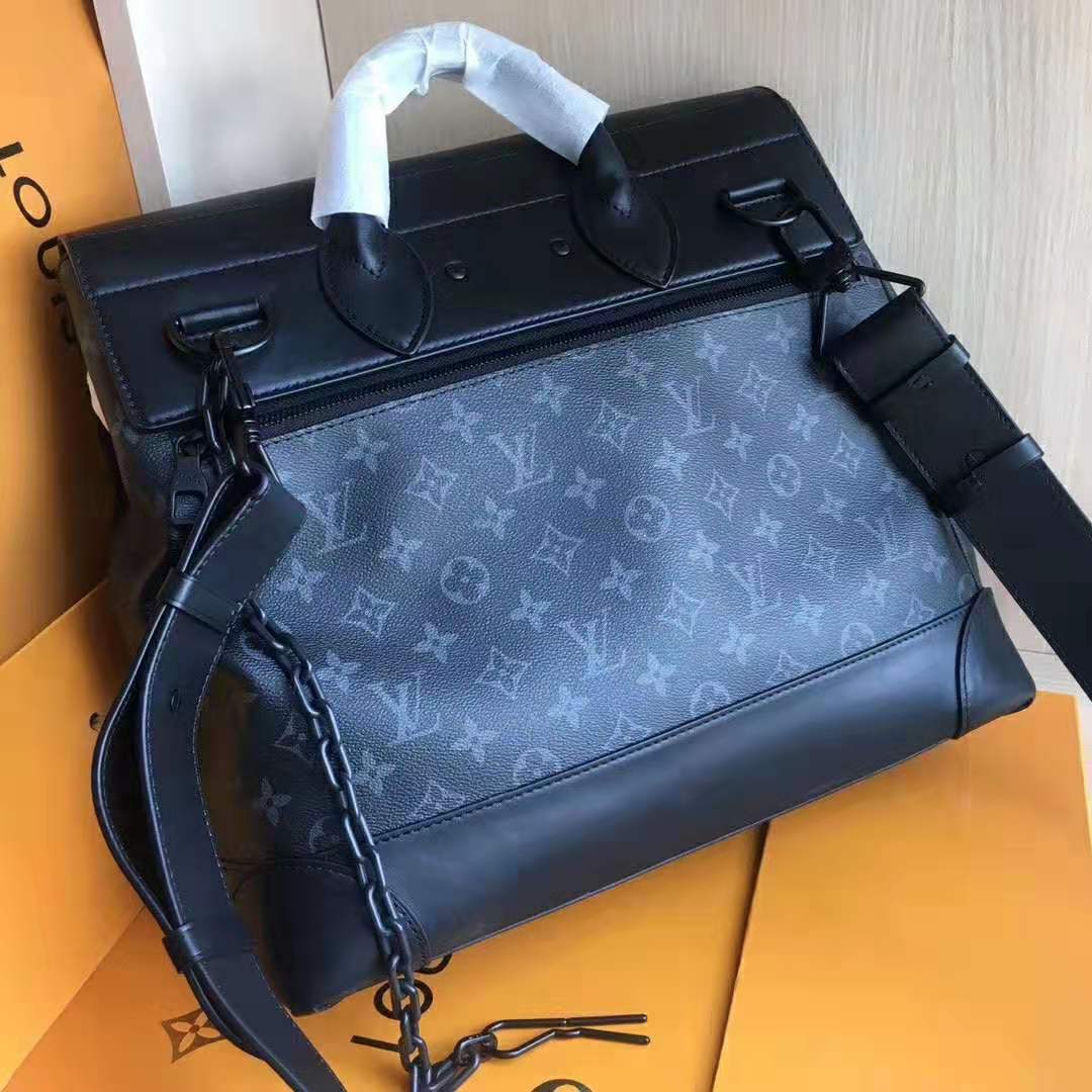 Louis Vuitton LV Men Steamer PM Bag in Monogram Eclipse Coated Canvas-Black