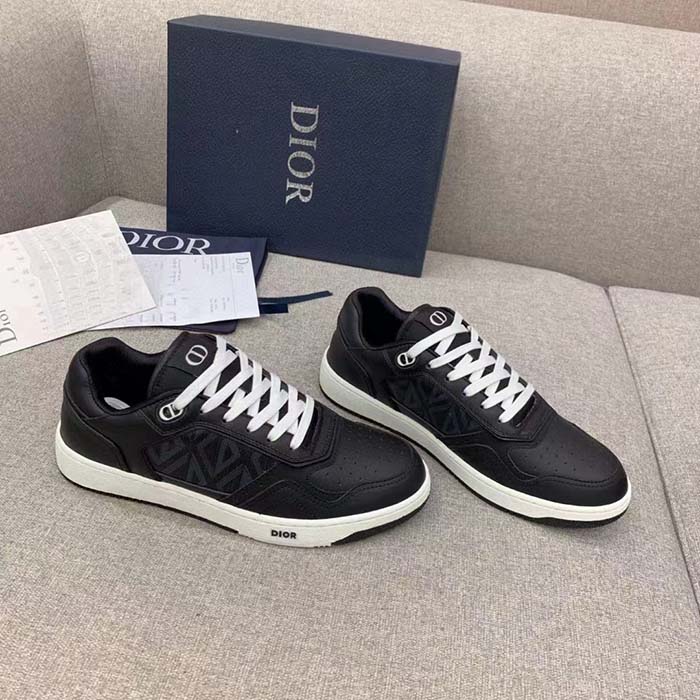 Dior Unisex Shoes B27 Low-Top Sneaker Black Smooth Calfskin CD Diamond Canvas