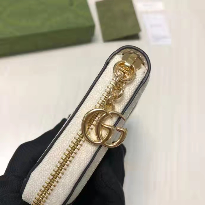 Gucci Unisex Ophidia Card Case Wallet Web Beige Ebony GG Supreme Canvas