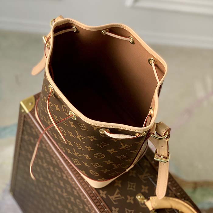 Louis Vuitton LV Women Noé BB Bucket Bag Monogram Coated Canvas Cowhide Leather