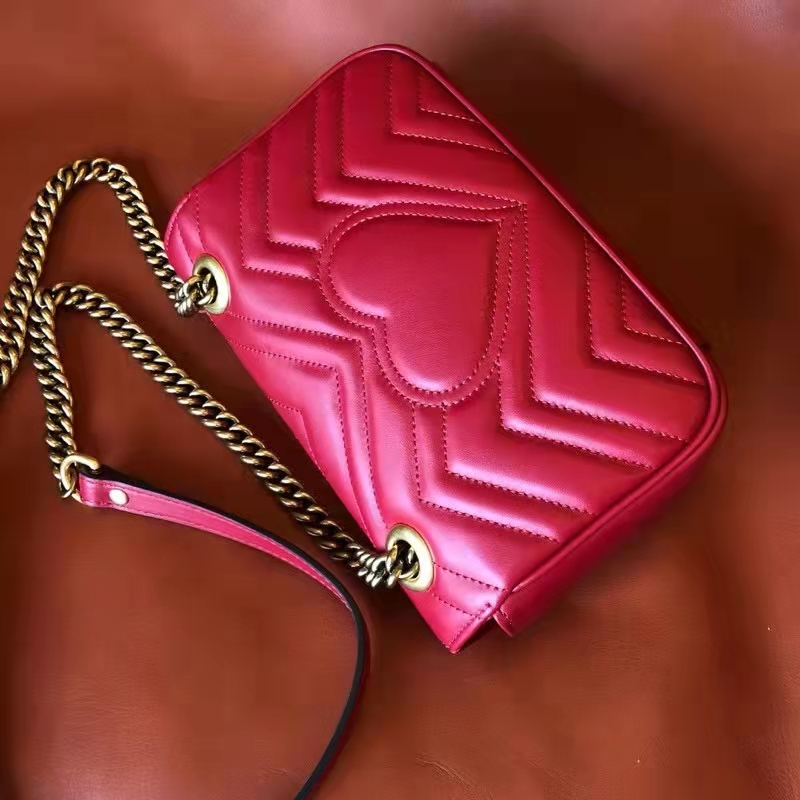 Gucci GG Women GG Marmont Matelassé Mini Bag Red Double G